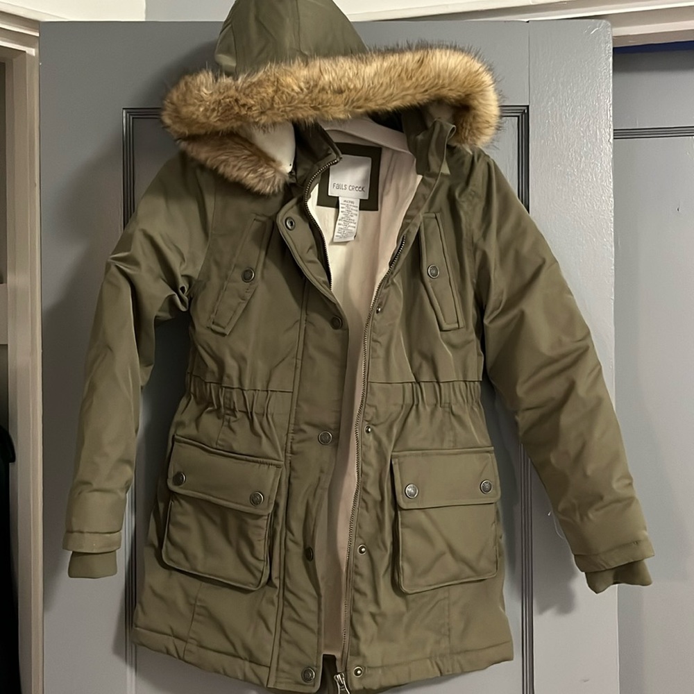 Army green long winter coat